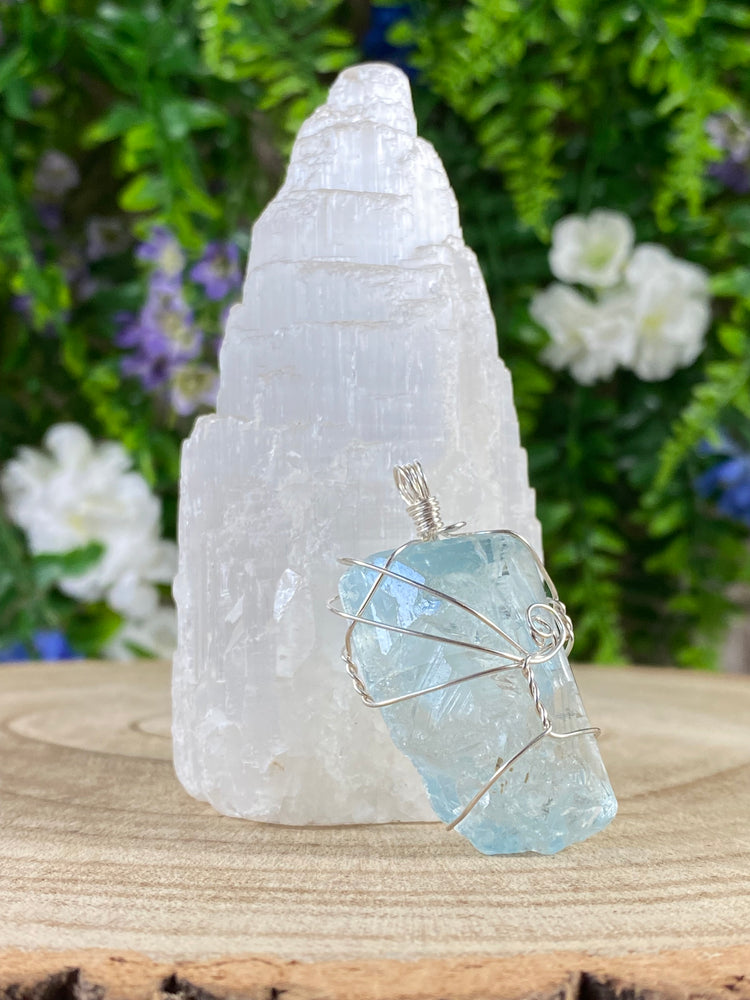 Blue Topaz Wire Wrapped Pendant