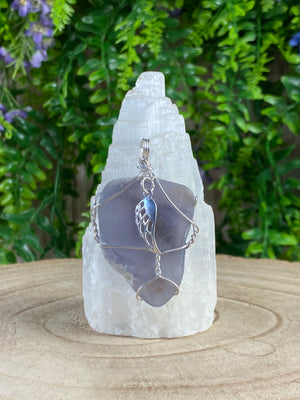 Chalcedony Wire Wrapped Pendant
