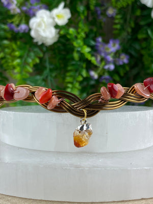 Citrine, Moonstone and Dyed Agate Circlet