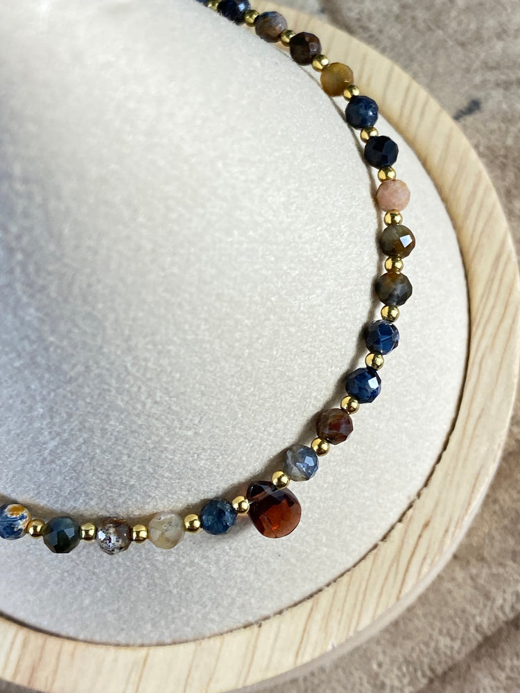 Pietersite And Garnet Bracelet