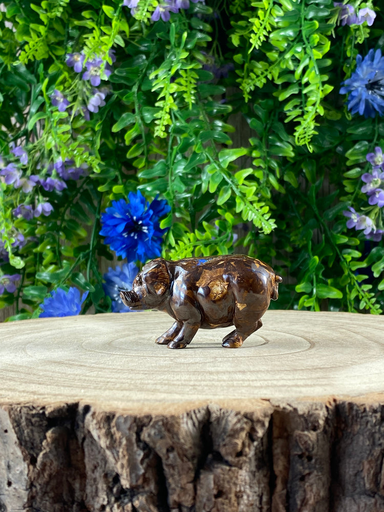 Boulder Opal Pig Carving