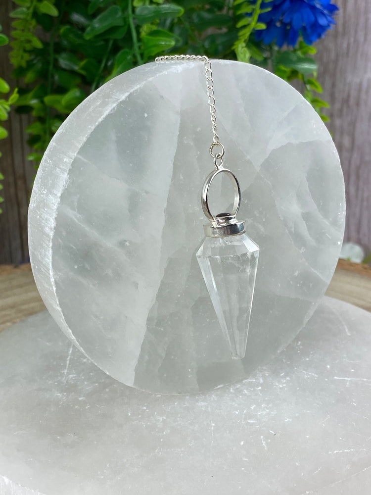 Clear Quartz And Garnet Crystal Pendulum