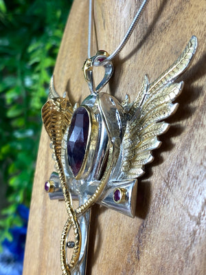 Large Osiris Flame Pendant With Tourmaline