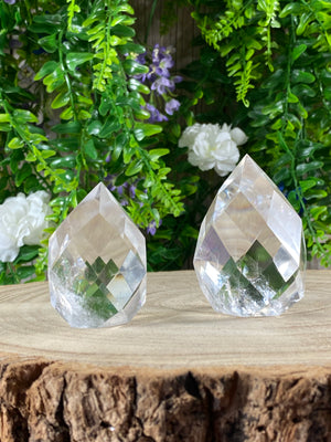 Clear Quartz Faceted Flame