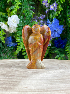 Crazy Lace Agate Angel Carving