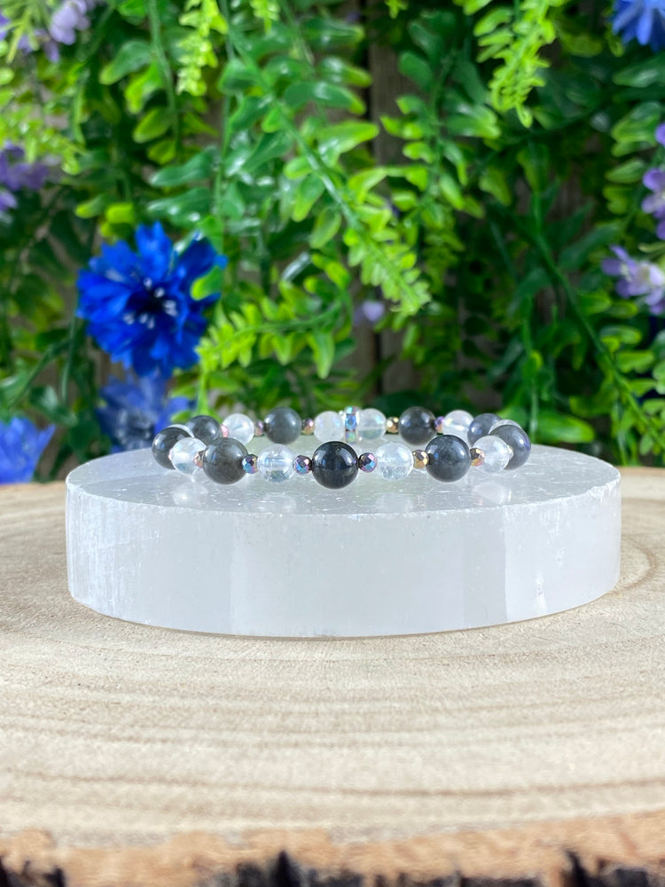 Labradorite And Angel Aura Quartz Bracelet
