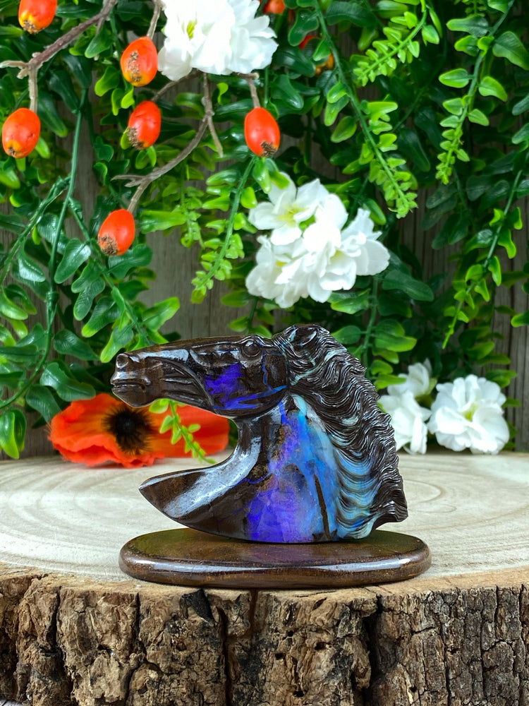 Boulder Opal Horse Carving