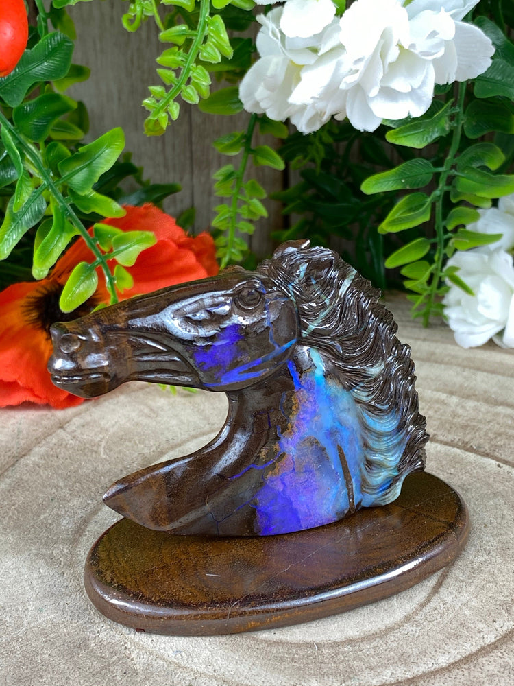 Elements of Avebury Crystals Boulder Opal Horse Carving