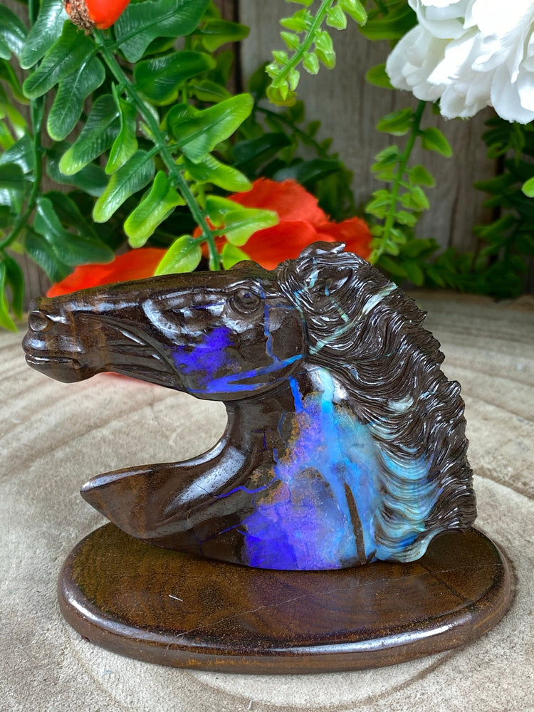 Elements of Avebury Crystals Boulder Opal Horse Carving