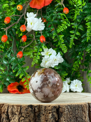 Elements of Avebury Crystals Flower Agate Sphere