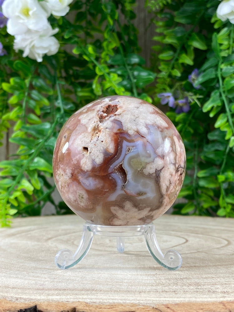 Elements of Avebury Crystals Flower Agate Sphere