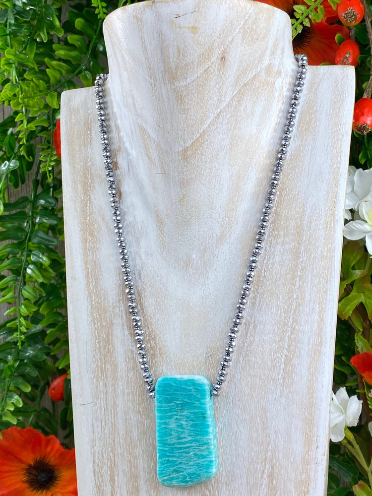 Elements of Avebury Jewellery Grade A Amazonite Necklace with Hematite