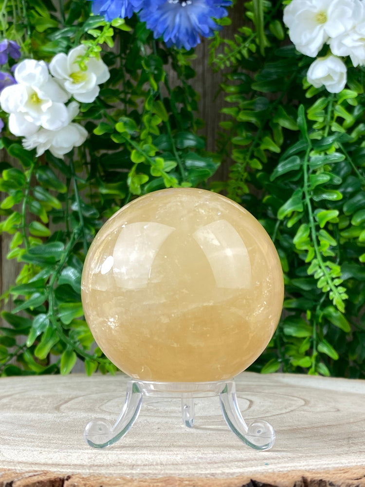 Elements of Avebury Crystals Honey Calcite Sphere