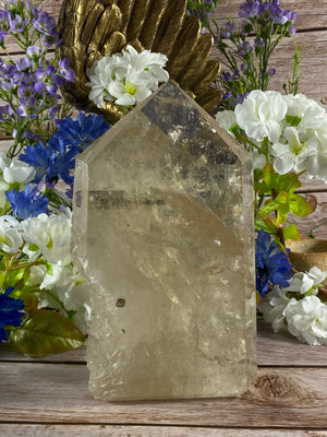 Elements of Avebury Crystal Large Lemon Citrine Tower with Watermelon Tourmaline