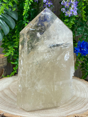 Elements of Avebury Crystal Large Lemon Citrine Tower with Watermelon Tourmaline