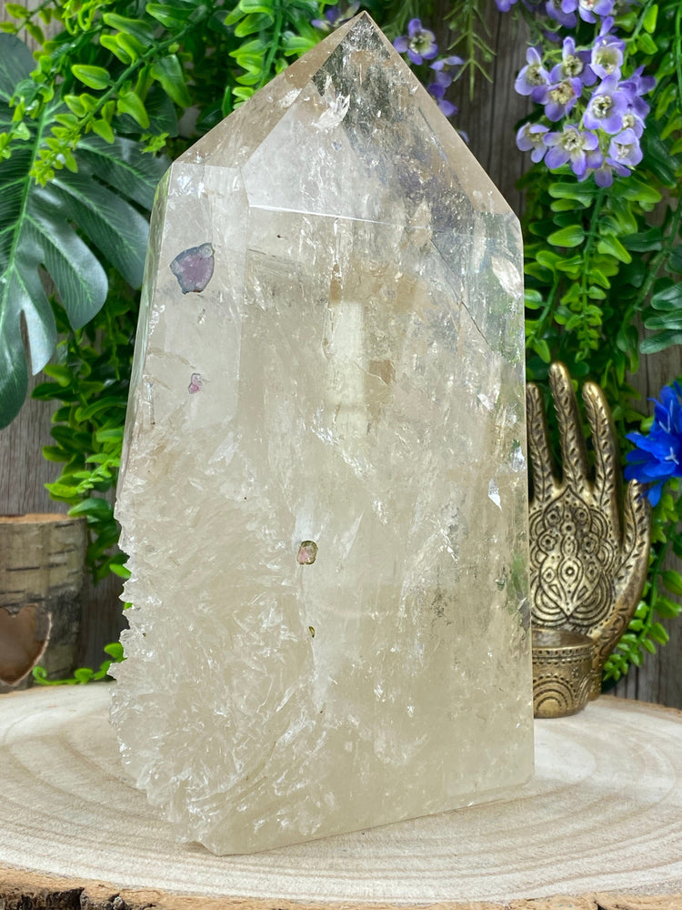 Elements of Avebury Crystal Large Lemon Citrine Tower with Watermelon Tourmaline