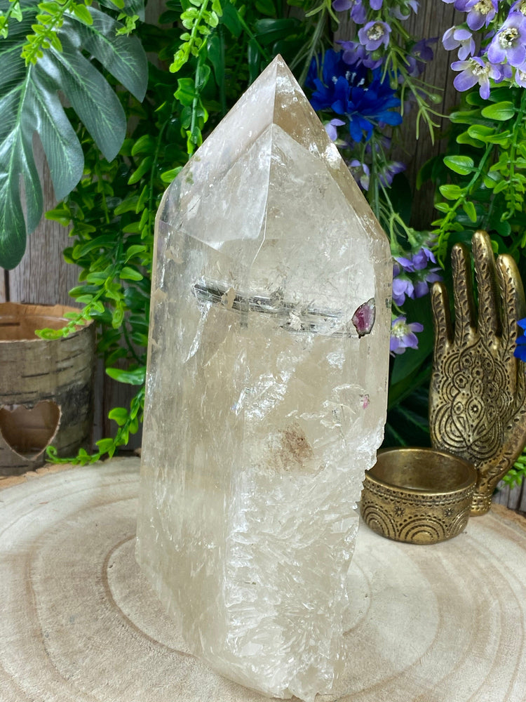 Elements of Avebury Crystal Large Lemon Citrine Tower with Watermelon Tourmaline