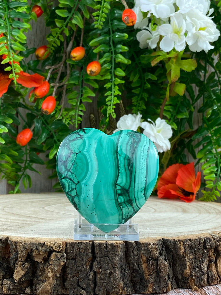 Elements of Avebury Crystal Malachite Heart