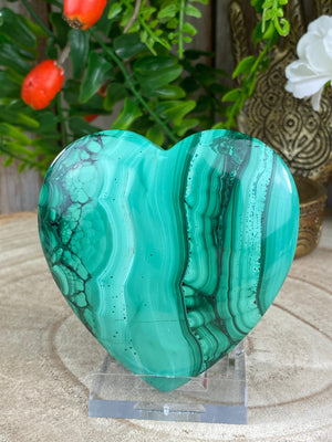 Elements of Avebury Crystal Malachite Heart