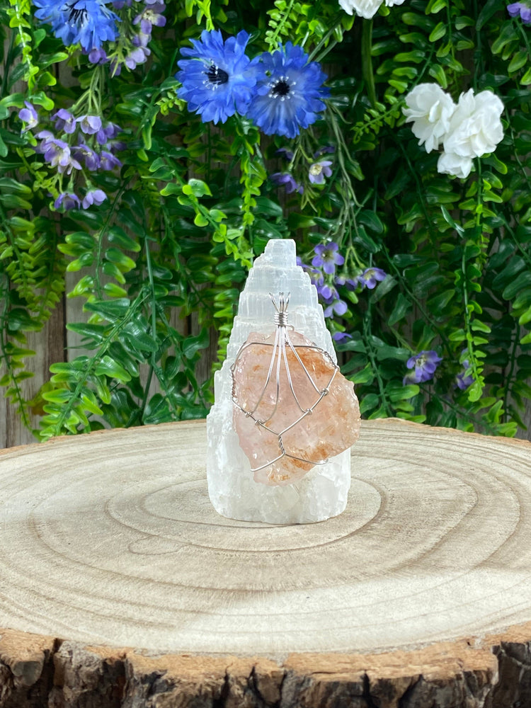 Elements of Avebury Morganite Wire Wrapped Pendant