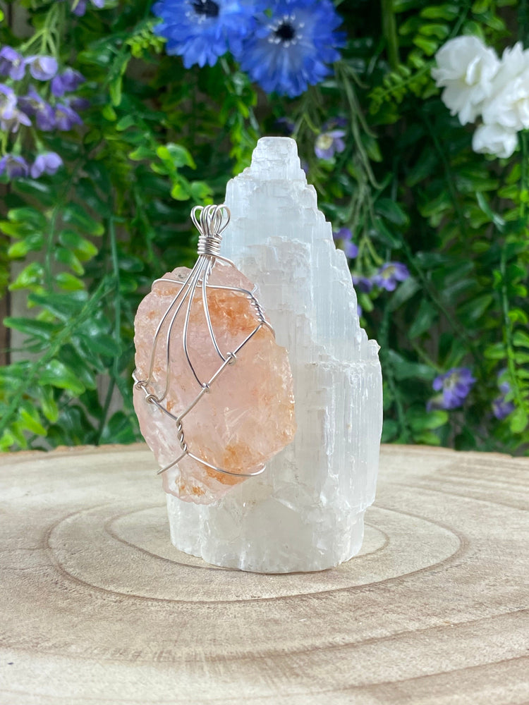 Elements of Avebury Morganite Wire Wrapped Pendant