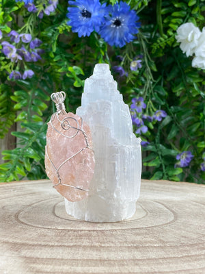 Elements of Avebury Morganite Wire Wrapped Pendant