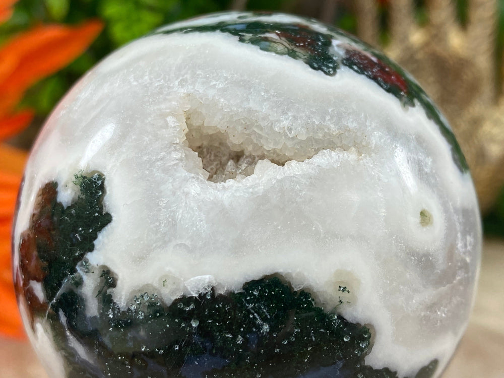 Elements of Avebury Crystal Moss Agate Sphere