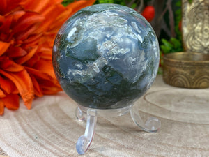 Elements of Avebury Crystal Moss Agate Sphere