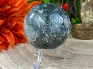 Elements of Avebury Crystal Moss Agate Sphere