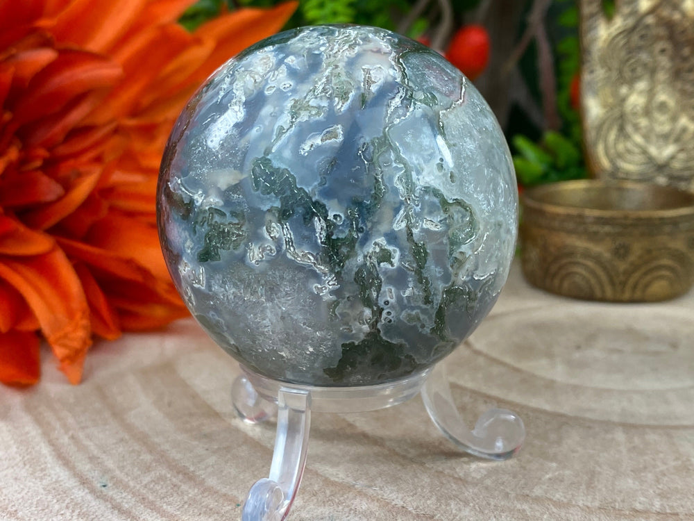 Elements of Avebury Crystal Moss Agate Sphere