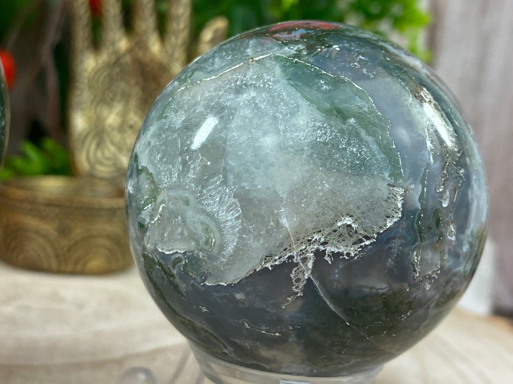 Elements of Avebury Crystal Moss Agate Sphere