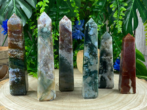 Elements of Avebury Crystal Moss Agate Tower