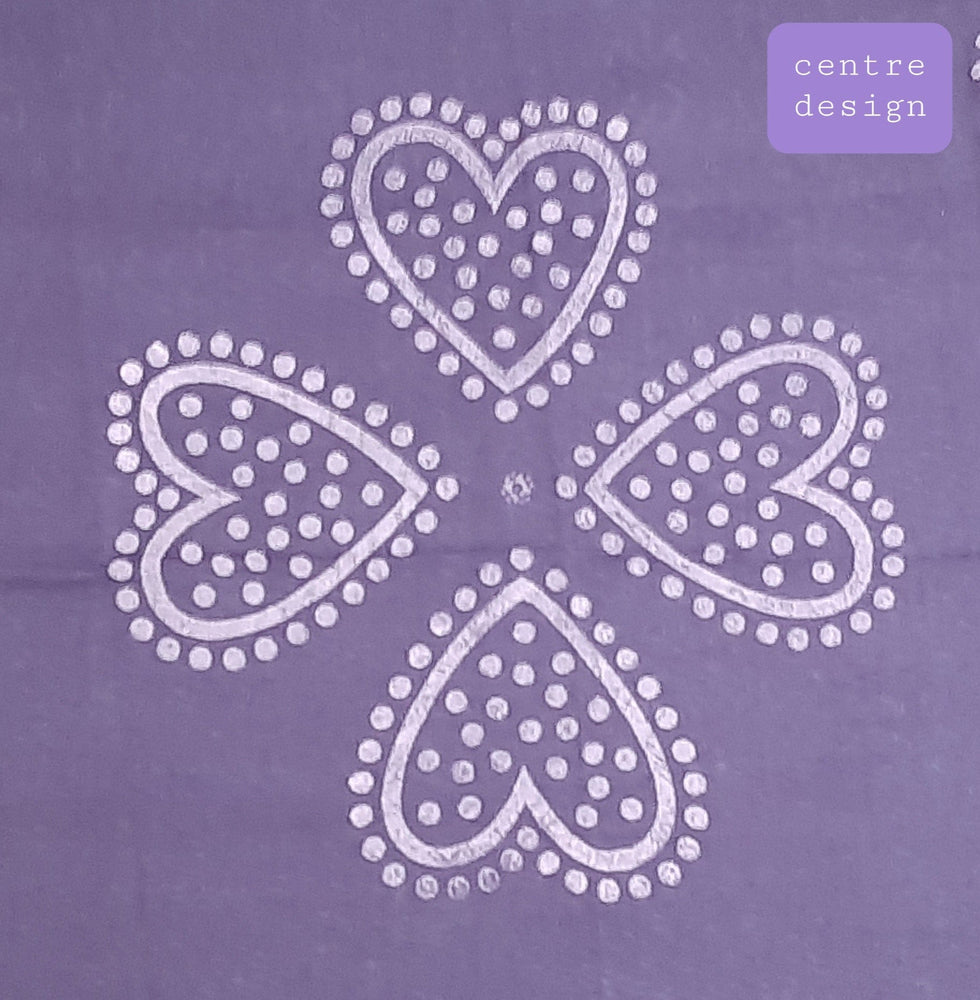 Elements of Avebury Shawls Purple Shawl with Hearts as Four Leaf Clovers Print