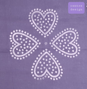 Elements of Avebury Shawls Purple Shawl with Hearts as Four Leaf Clovers Print