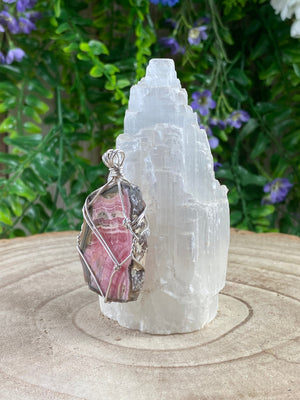 Elements of Avebury Rhodochrosite Wire Wrapped Pendant