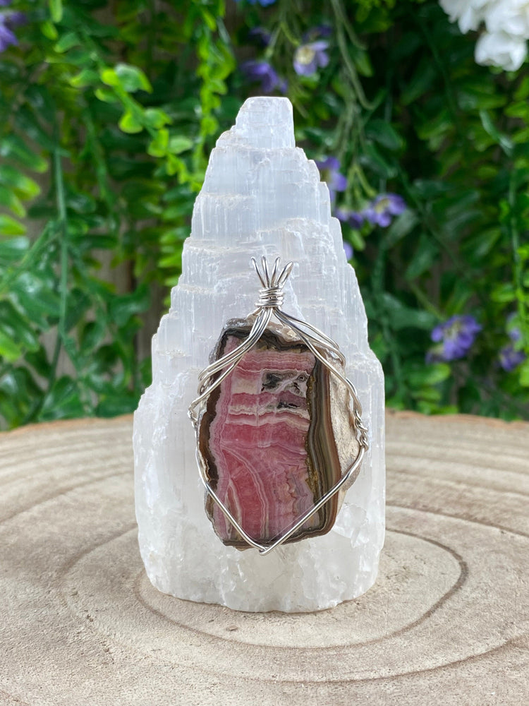 Elements of Avebury Rhodochrosite Wire Wrapped Pendant