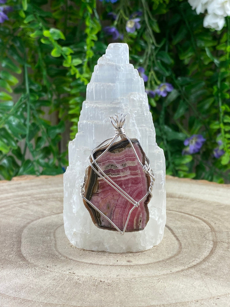 Elements of Avebury Rhodochrosite Wire Wrapped Pendant