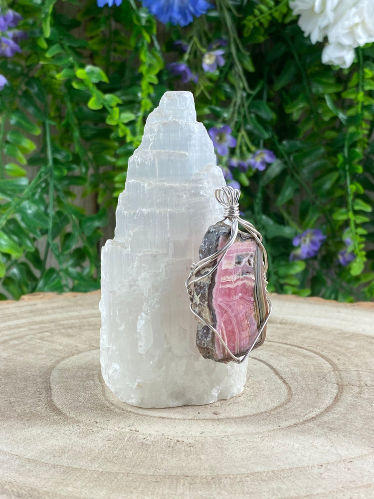 Elements of Avebury Rhodochrosite Wire Wrapped Pendant