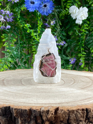 Elements of Avebury Rhodochrosite Wire Wrapped Pendant