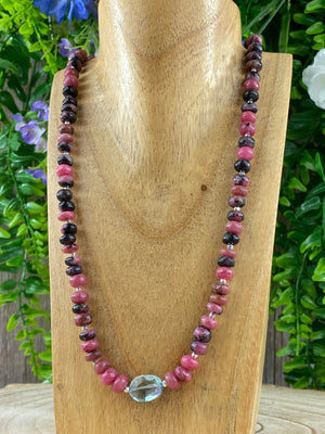 Elements of Avebury Rhodonite and Blue Topaz Necklace