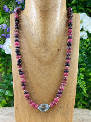 Elements of Avebury Rhodonite and Blue Topaz Necklace