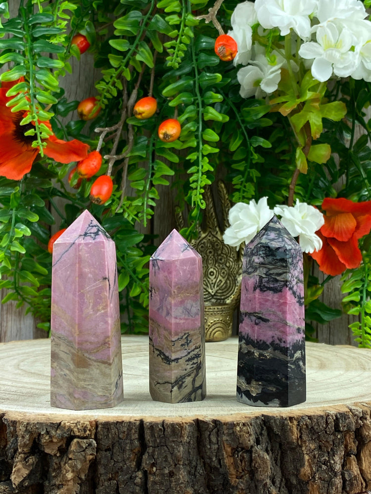 Elements of Avebury Crystal Rhodonite Tower