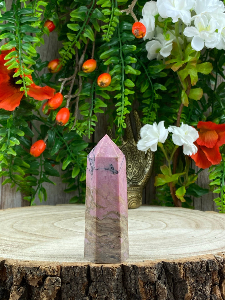 Elements of Avebury Crystal Rhodonite Tower