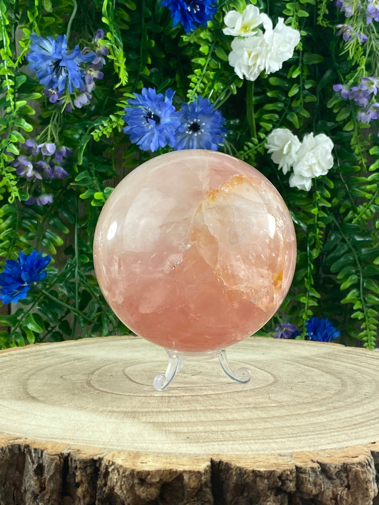 Elements of Avebury Rose Quartz Sphere with Golden Healer Inclusions