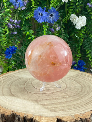 Elements of Avebury Rose Quartz Sphere with Golden Healer Inclusions