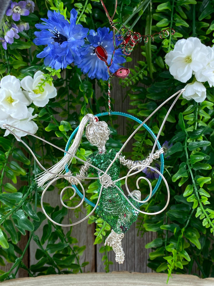 Elements of Avebury Local artist Silver Plated Hanging Hoop Faery