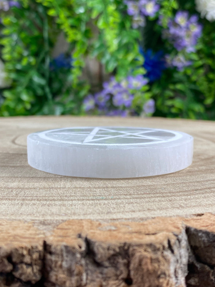 Elements of Avebury Small Selenite Pentagram Plate