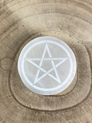 Elements of Avebury Small Selenite Pentagram Plate