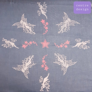 Navy Shawl with Fairies and Faery Star Print