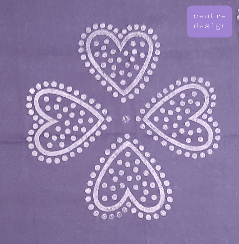 Purple Shawl with Hearts as Four Leaf Clovers Print
